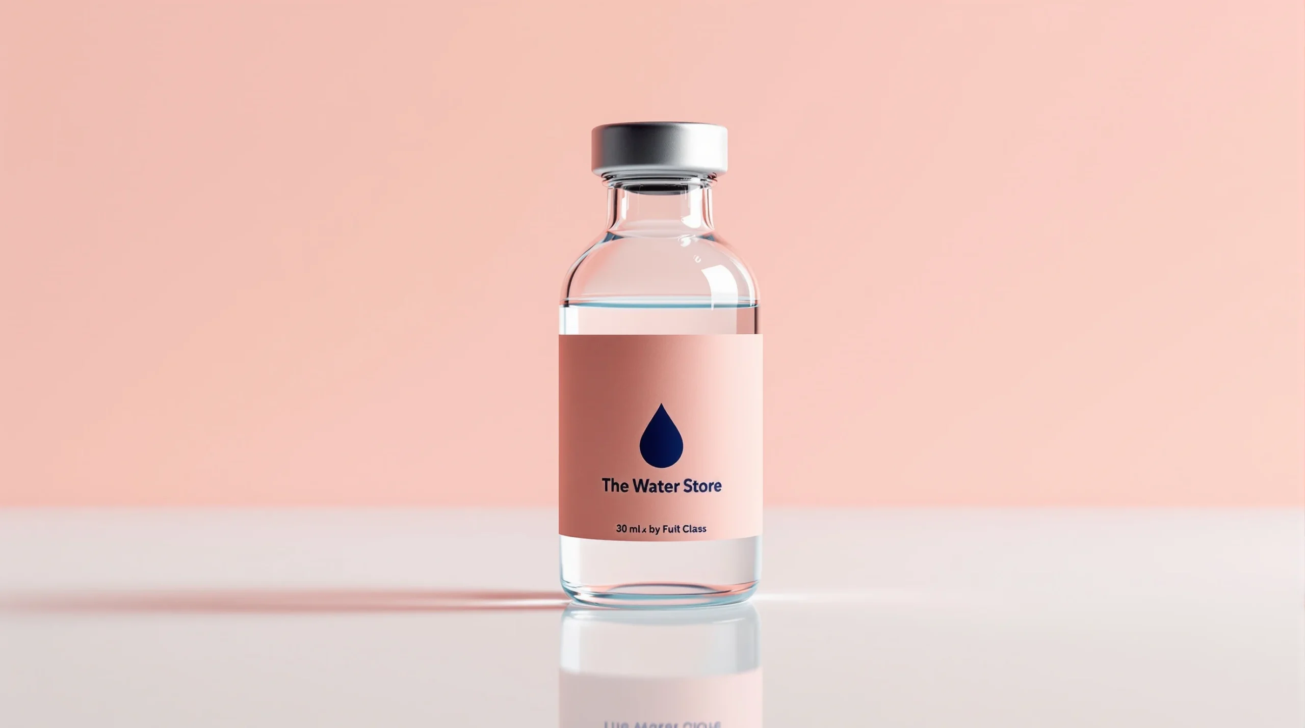 Bacteriostatic water 30mL vial with dusty rose label and water drop logo
